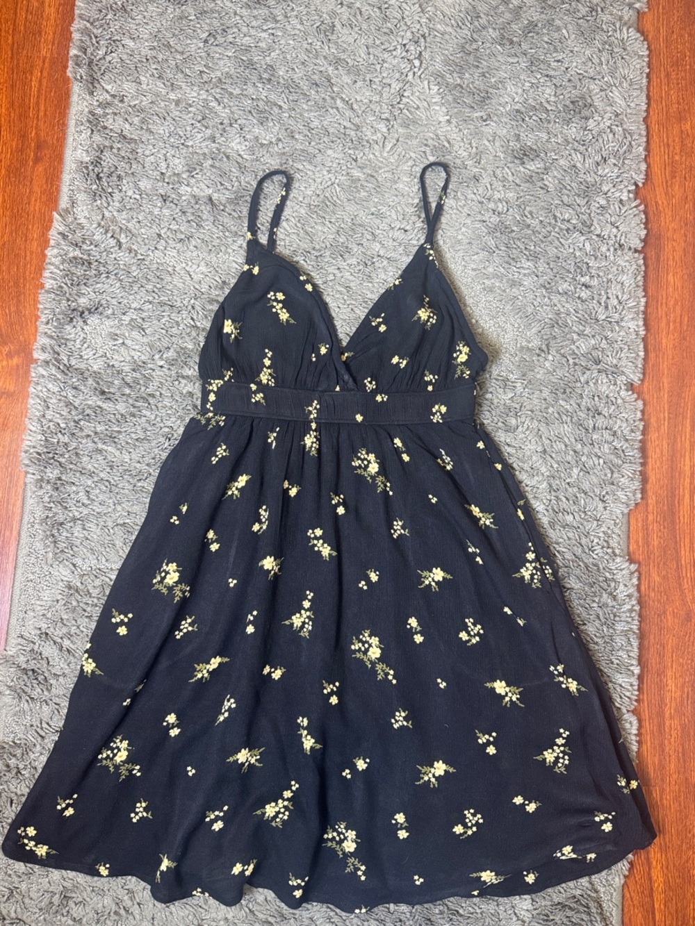 Abercrombie & Fitch Black Sun Dress with Yellow Floral Detail